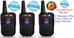 Bộ 3 Bộ đàm siêu nhỏ Mini chất lượng khủng ABS GP800 (2 Phím bấm PTT)-Sạc USB Type C
