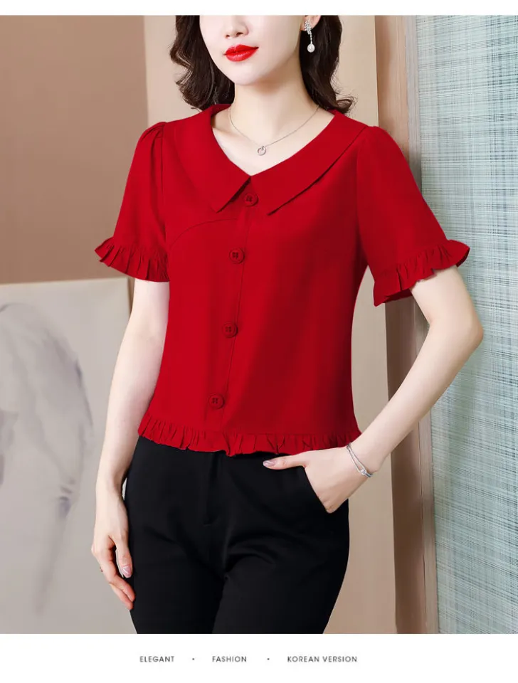 Women's red Tunic Loose Elegant Blouse Large Size red
