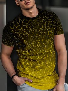 2026 Mens 3D Print T-Shirts Gradient Color Pattern Round Neck T-Shirt Fashion Short Sleevestops Casual Sports Mens Clothing