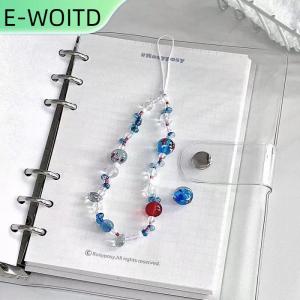 【E-WOITD】 สายคล้องโทรศัพท์มือถือสวยงาม Y2K มีโซ่ร้อยลูกปัดสายคล้องโทรศัพท์ป้องกันการสูญหายจี้พวงกุญแจ