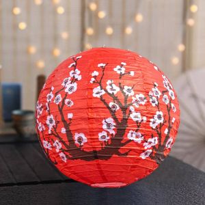 OEUVR Traditional Chinese Mid Autumn Lantern Luminous Hanging Festival Antique Lantern DIY Lantern Good Luck Round Paper Lantern Mid-Autumn Festival