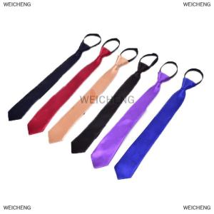 [COD] WEICHENG Lazy Necktie Boys Students Solid Casual Wedding Zip Up Neck Tie New
