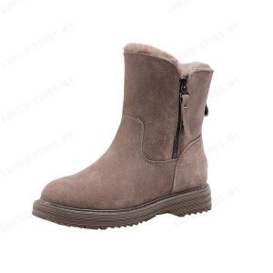 Lonice Store Winter thick warm short boots snow boots womens flat Martin boots
