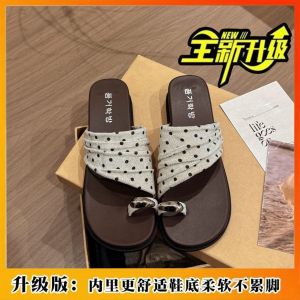 [Free Shipping] 2026 Blogger-Style WomenS Slip-On Sandals With A Pleated Layered Upper Metal Embellishments And A Thick Platform Sole For Added Height