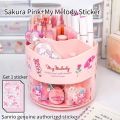 Cute Rotating Pen Holder Storage Box Desk Organizer & Kawaii Sanrio Cinnamoroll Stickers Cute Stationery Storage Girls. 