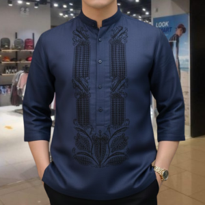 Barong Tagalog for Men Modern Shirt for Men Casual Retro Ethnic Asean Attire High Quality Breathable Dry Fit Long Sleeves Polo Shirts