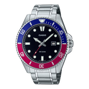 Jam Tangan Casio MDV-107-1A Pepsi 200m Diving Rubber Strap Karet