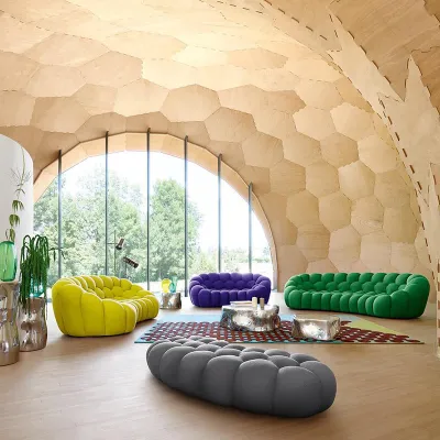 Italian minimalist bubble fabric sofa modern minimalist luxury multi-person living room combination design bubble 3D fabric