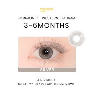 EYESCO 【Readystock🇲🇾Contact lens】E063 Silver 14.0mm Western Enlargement|Silver|40%|3 month used|0-800 power available