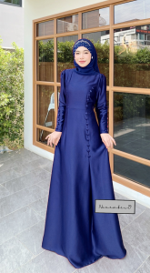 ชุดอิสลาม เดรสมุสลิมใส่ออกงาน รุ่นอันนา แถมฟรีชีฟองผืนเปล่า สีเข้าชุด เดรสสวยใส่งานแต่ง ใส่นิกะห์ ชุดใส่รายอ พร้อมส่ง