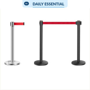 【DAILY ESSENTIAL】 Retractable Queue Pole 2 Meter Stainless Steel Crowd Control Barrier Post