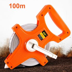 [yymall]สายวัดระยะโครงสแตนเลส ตลับเมตรวัดที่ สายวัดระยะ 100 เมตร สายวัดความยาวตัวเลข STEEL สีขาวเงิน