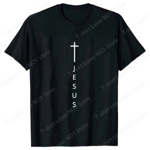 Mens Womens Summer Fashionable Casual Loose Large Cross and Jesus Letter Printed Sports Round Neck Short Sleeve T-shirt Tops