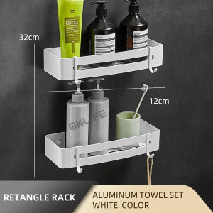 [OKLIFE. ]White Bathroom Accessories Set Bathroom Storage Hardware Storage Rack Towel Rack Folding Towel Rack
