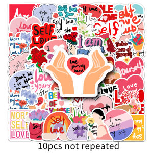 50 cái bản gốc tự yêu nhãn dán graffiti nữ tính trái tim Tiếng Anh khuyến khích tự yêu Câu ngắn cartoonsticker cho trang trí máy tính xách tay điện thoại di động