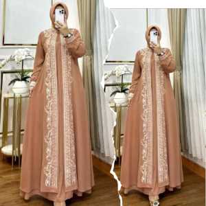 Kiukiu Sarah Dress- Gamis Ceruty Full Puring Aplikasi Bordir - Gamis Bordir Mewah - Arabian dress - Dress ala arabian - Terbaru Modern Premium