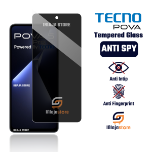 INIAJA - Tempered Glass Anti Spy Tecno Pova 7 6 6 Pro 5G 6 Neo 5 5 Pro 5G 5 Free Fire 4 4 Pro Neo 3 Neo 2 Neo Anti Gores Anti Intip Privacy Pelindung Layar Full Cover