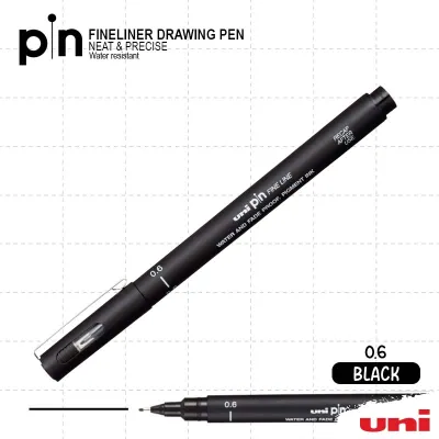Uni Pin - BLACK Waterproof Fineliner – Ideal for Artists Architects Designers & Calligraphy
