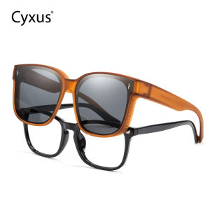 Cyxus Polarized Wraparound Sunglasses For Women Men Fit Over Light Glasses UV Protection TR Frame Myopia Presbyopia Outdoor Driving One Glasses Dual Use 1116
