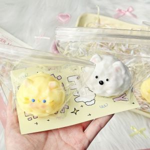 NAELIN Slow Rebound Squeeze Toy Stress Relief Cute Cat Dog Cartoon Squeeze Doll Relaxing White Yellow Pinch Decompression Toy For Adult Kids