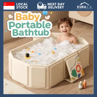 🇸🇬SG Ready Stock🇸🇬 BIEGE Travel Size Foldable Bathtub Portable Compact Baby Toddler Storage