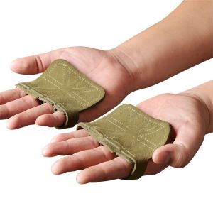TRANQUIL HUT 1Pair Leather Body Building Half Finger Dumbbell Pull-Ups Training Gym Hand Grip Hand Grips Gloves Hand Gloves Protection Gloves
