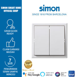 SIMON - Saklar E3 2 Gang 2 Way Switch And Socket (White)