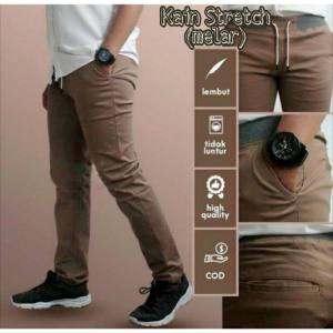 Celana Chino Chinos panjang Pria Remaja Dewasa Combed Stretch Size 27-38