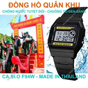 Đồng Hồ Quân Khu F94 Pin Lâu 7 năm Chống Nước Tuyệt Đối Chuông To Đèn Sáng Made In Thailand 2
