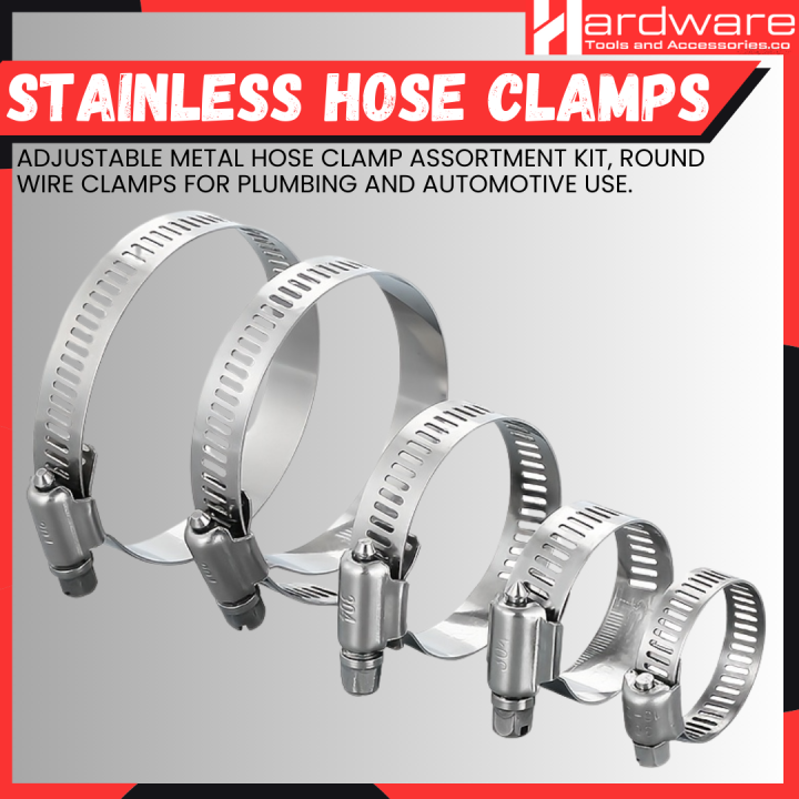 Lot De 10 Colliers De Serrage Inox Pour Durites Carburant, Frein, Tuyaux - Acier Inoxydable