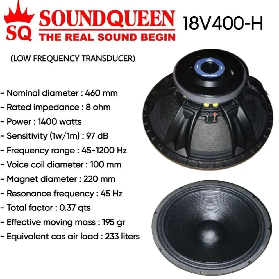 Speaker Soundqueen 18 Inch SQ 18V400-H Original Speaker Hifi