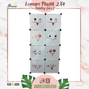 LEMARI PLASTIK/ LEMARI PAKAIAN PORTABLE/ LEMARI SERBAGUNA/ LEMARI SUSUN/ LEMARI KARAKTER/ LEMARI LUCU/ LEMARI 2x4 - SMILEY FACE SHENAR