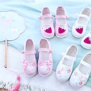 Girls Embroidered Shoes New Spring Style ChildrenS Cloth Shoes Hanfu Shoes Baby Ancient Costume Performance Shoes Cloth Shoes