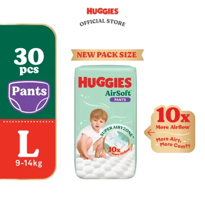 Huggies AirSoft Pants Diapers M38 / L30 / XL26 / XXL20 (1 pack) - Breathable and Soft Premium Diapers for Baby