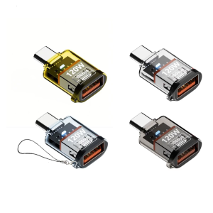 Small Adapter with Indicator Light USB C Male to USB 3.2 Female Adapter Support 120W Fast Charging OTG Adapter Converter