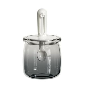 GUHEHARD Moisture Proof Glass Seasoning Bottle Leak Proof Retractable Spoon Spice Container Simple Dark Gradient Glass Salt Storage Box Household