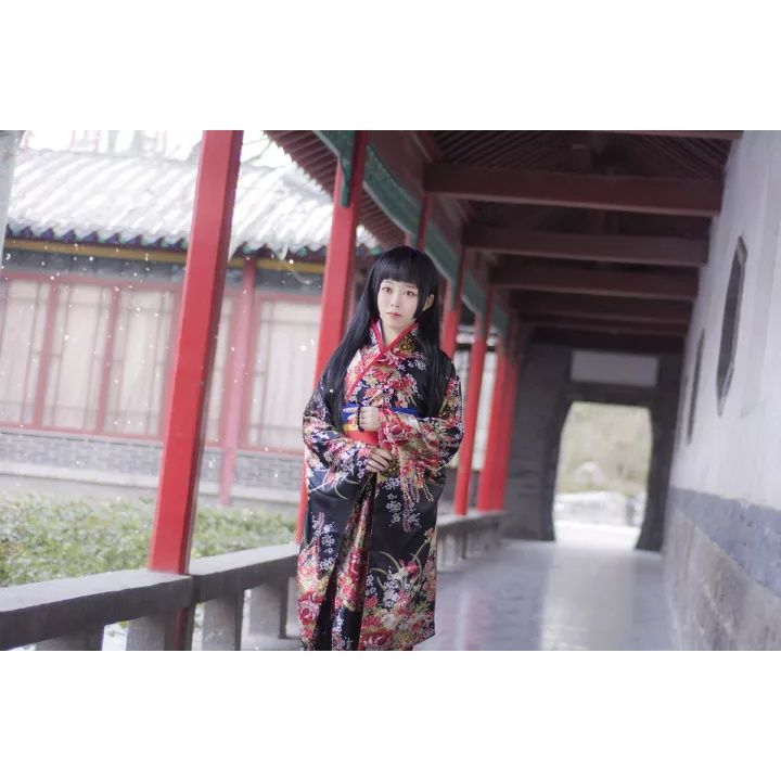 【Factory-direct】 Japanese Traditional Kimono Dress Anime Hell Girl Cosplay  Costume Obi Haori Vintage Floral Robe Stage Fancy Wear Halloween Dark