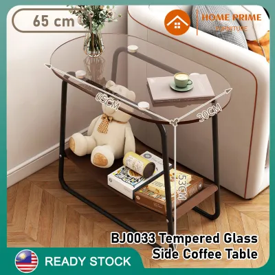 HP BJ0033 Tempered Glass Side Table Coffee Table Designer Grade Interior Design Minimalist Design Furniture for Living Room Perabot Meja Ruang Tamu