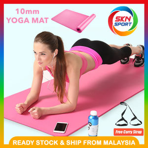 SKN SPORTS Premium Grade 10mm Non Slip NBR Yoga Mat (Free Yoga Mat Strap)