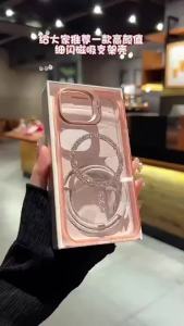 Glitter metal bracket magnetic Phone case iphone15 Pro Max 14 13 12 casing for iPhone case PC Liquid soft shell Full coverage shockproof