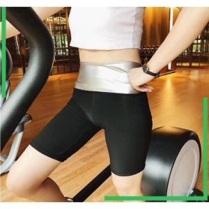 CELANA SAUNA PANJANG sweat pants legging gym fitness yoga silver 3x lipat hot shaper / korset pelangsing perut korset pengecil perut buncit pelangsing badan dan perut korset jumbo bb 100 kg