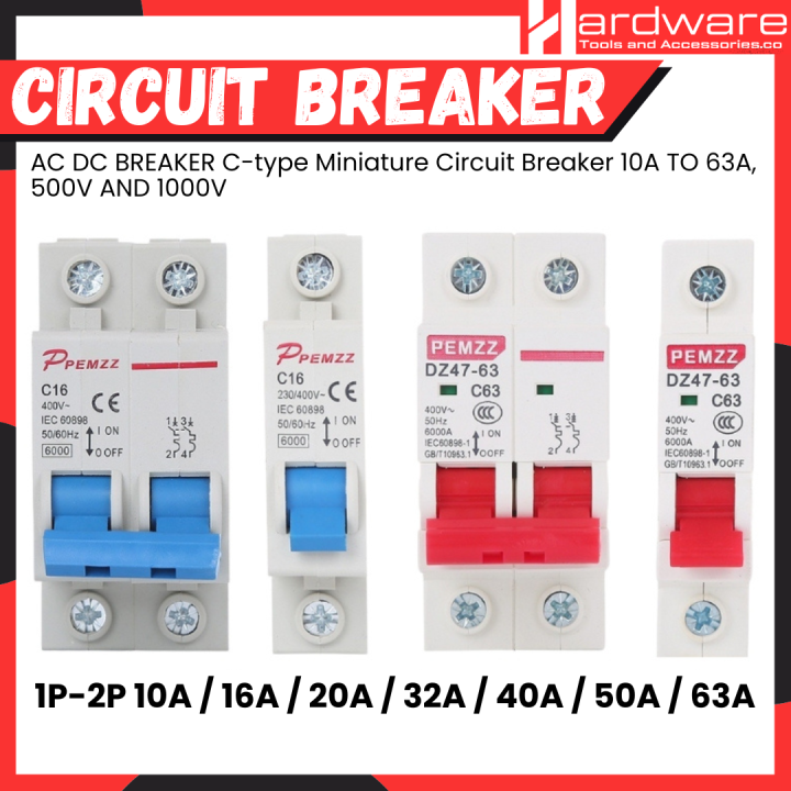AC DC Breaker 10A 16A 20A 32A 40A 50A 63A 1 Pole 2 Pole miniature ...