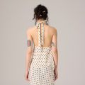 POLKA DOT HALTER TOP (OFF WHITE)/ครั้นช์เสื้อผูกคอลายจุด. 