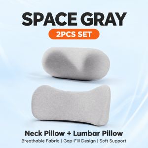 Universal Car Neck Pillow & Lumbar Support Set Memory Foam Headrest Back Cushion 2PCS