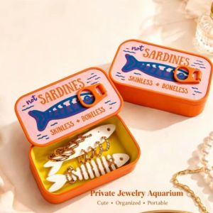 ANANAA Plastic Sardine Jewelry Box 3D Printed Shockproof Shell Portable Jewelry Case Gifts Fishbone Insert Small Item Organizer Handbag Organizer