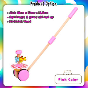 [Choo Choo Toy] Push and Pull Toys Wooden Baby Walker Toy Rotating Butterfly Wheel Car Mainan Tolak Baby 学步车玩具 - BT160