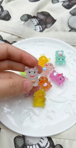 Pack of 10 Luminous Tiny Loong Figures in Resin for Hair Clip Hair Tie Dollhouse and Garden Embellishments