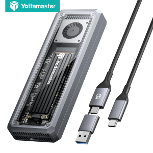 Yottamaster 40Gbps M.2 NVMe SSD Enclosure with Built-in Cooling Fan Tool-Free Aluminum NVMe Enclosure Support 8TB M.2 NVMe 2230 2242 2260 2280 (M Key) Compatible with USB4/3.2/3.1/3.0