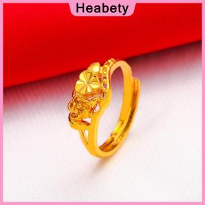 Heabety  Gold Plated Lucky Ring Opening Adjustable Simple Fashion Transfer Ring For Women All-match Luxury Finger Accessories