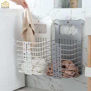 Vision Wall-Mounted Laundry Basket Household Dirty Clothes Storage Basket Bathroom Towel Clothes Storage Organisers Folding Clothes Basket